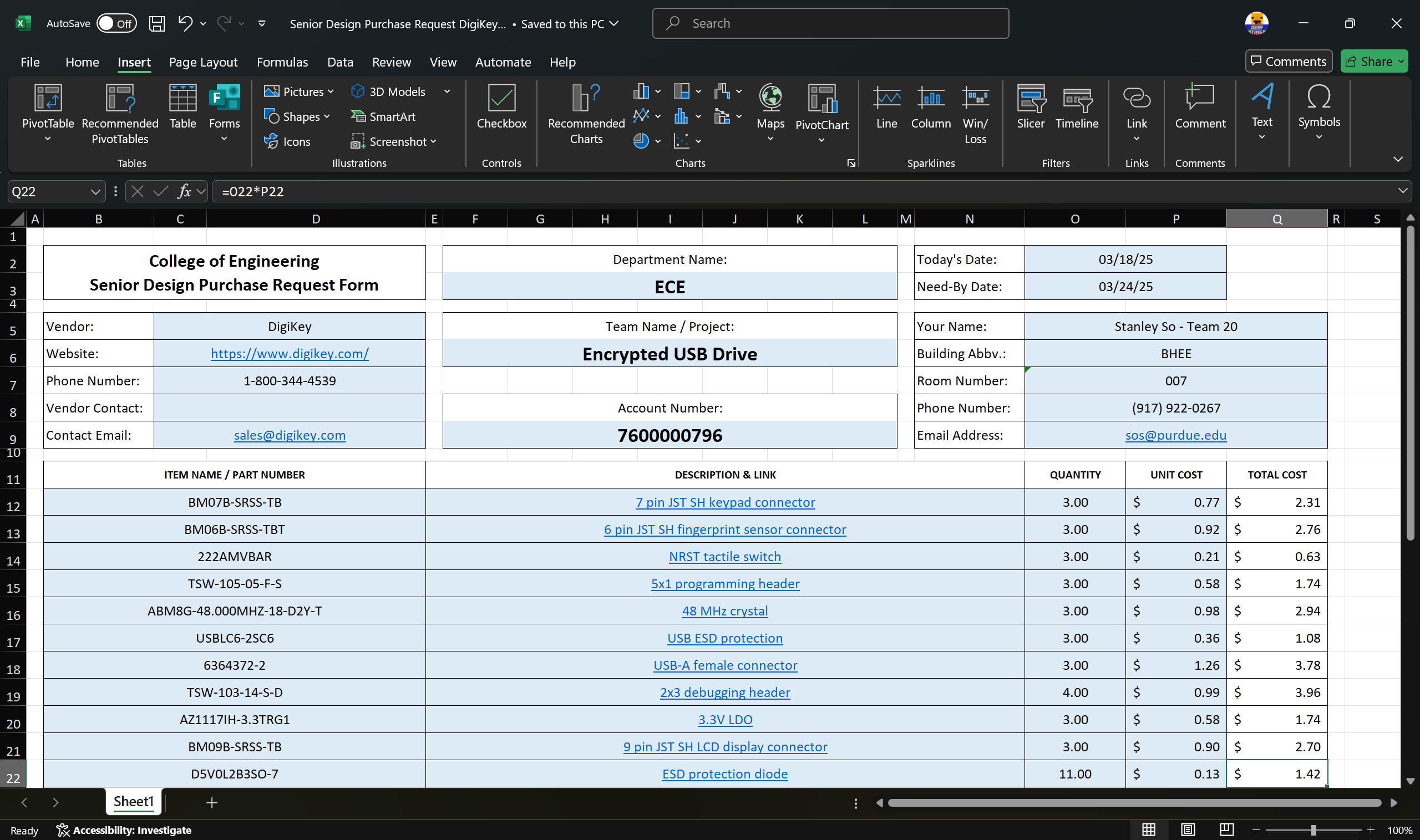 Digikey parts 1 extras